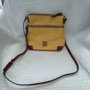 Dooney & Bourke Lemon Gold Pebble Leather Large Crossbody Purse Hand Bag